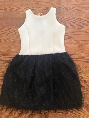 Zoe Ltd Black & White Feathered Tutu Dress